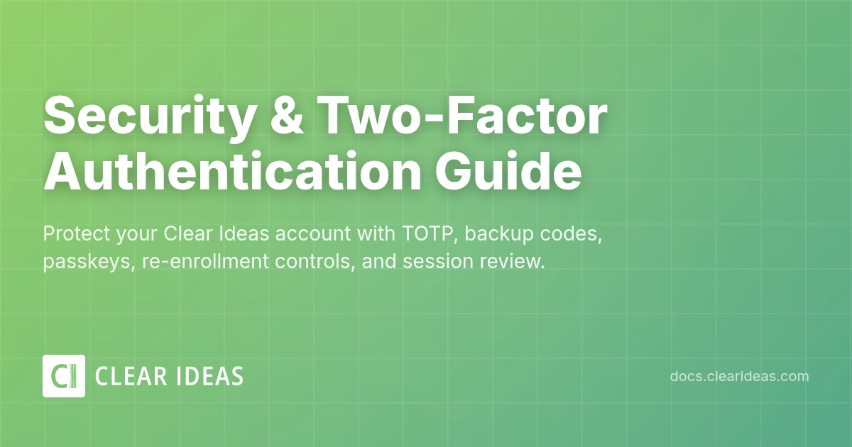 Security & 2FA | Clear Ideas Documentation